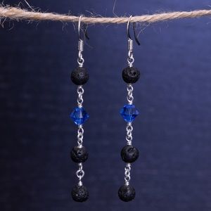 Handmade Lava Rock & Stainless Steel Earrings